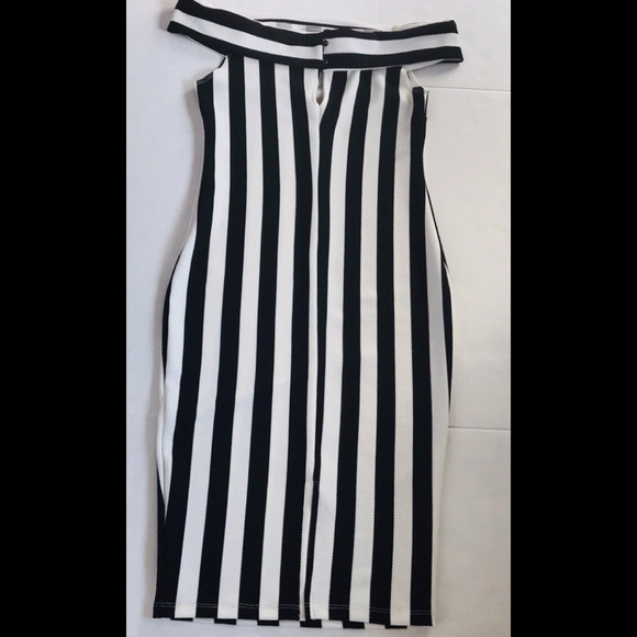 STRIPES OFF THE SHOULDERS DRESS - Picture 2 of 4